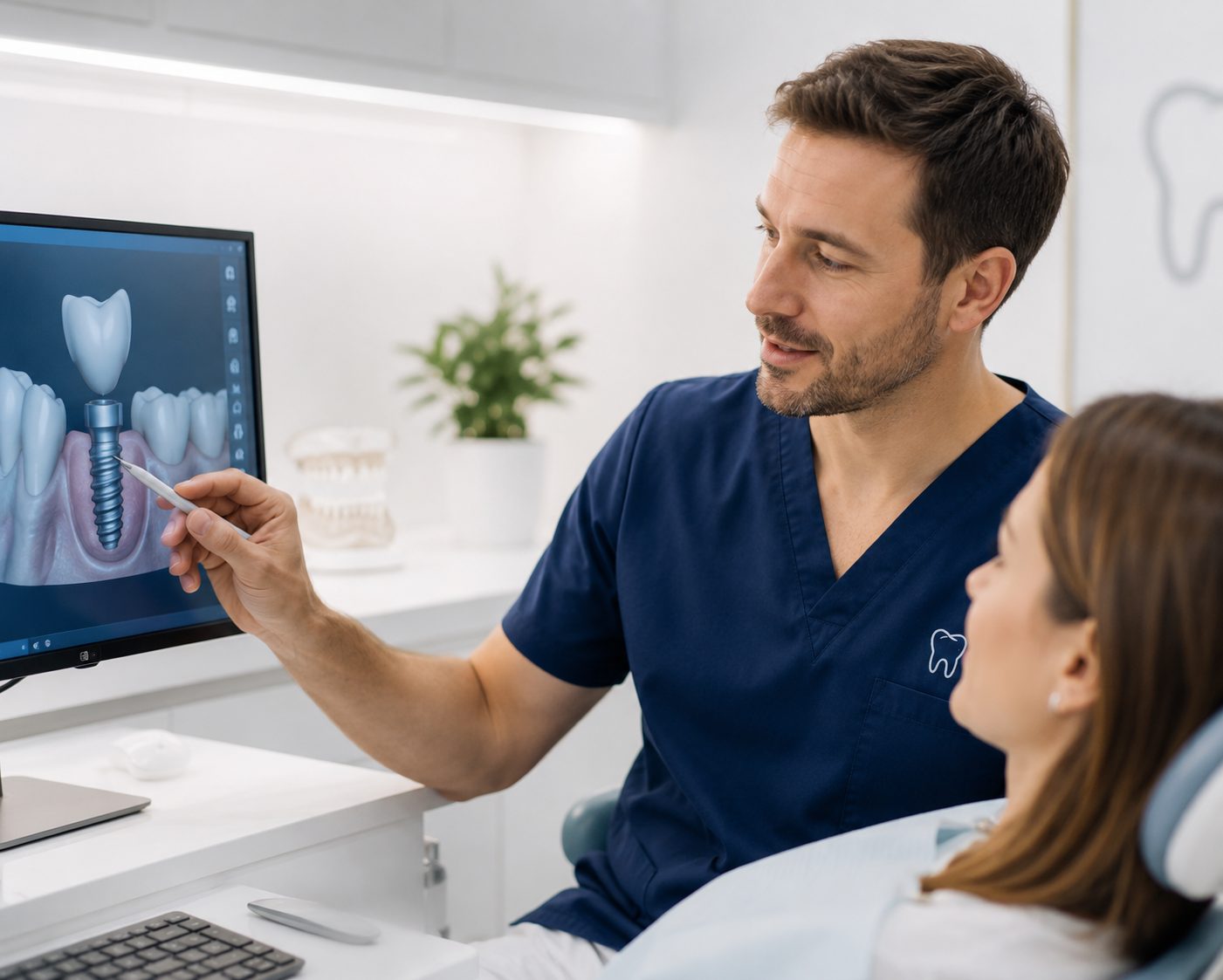 Digital geplante Implantatversorgung am 3D-Modell erklärt